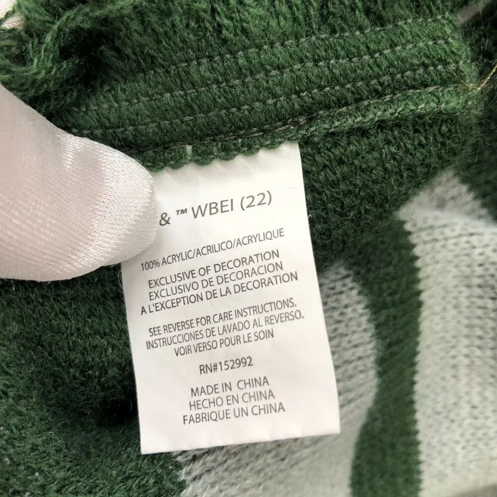 Harry Potter Slytherin Scarf Green Fringe Rectangle One Size Knit‎ Costume